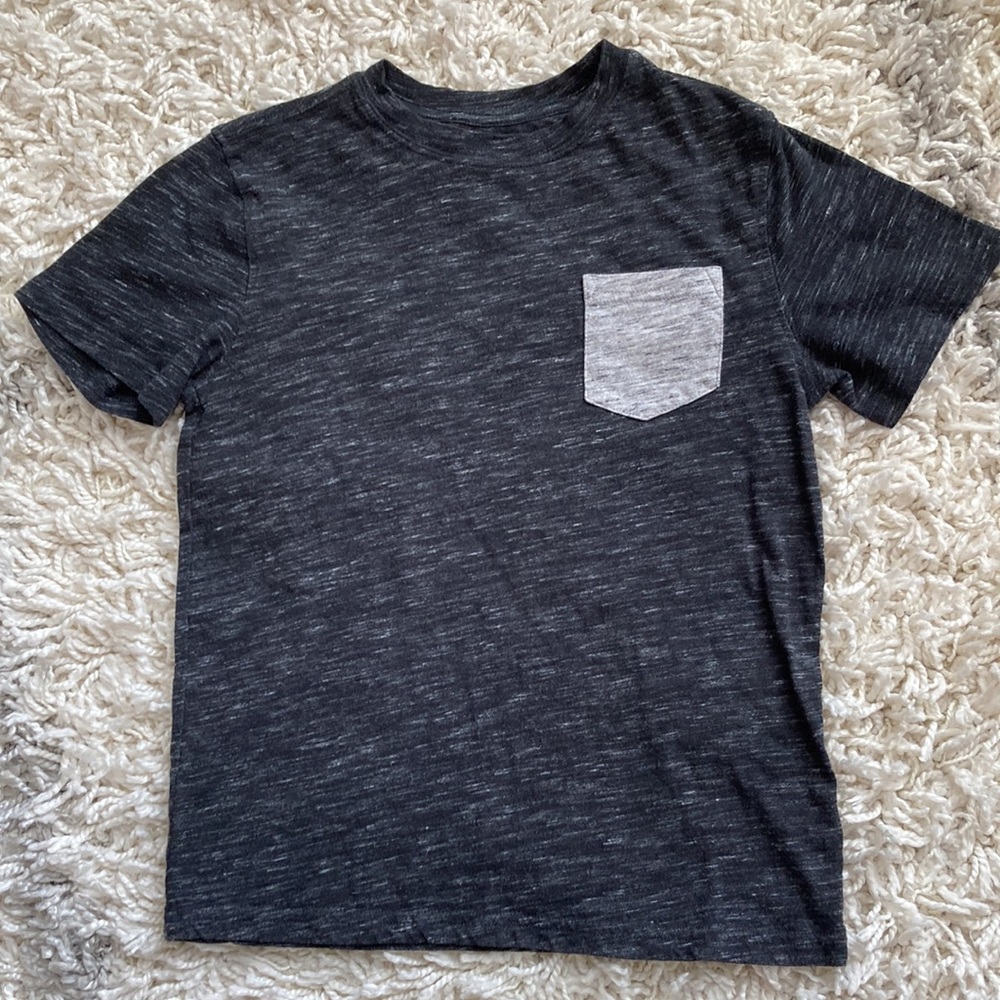Cherokee Short Sleeve Shirt Heathered Gray Pocket Tee Medium